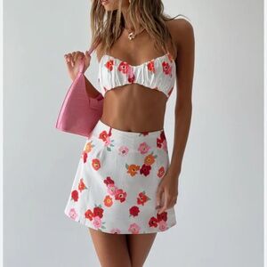 Princess Polly Stephanie satin set floral silk two piece Size 2